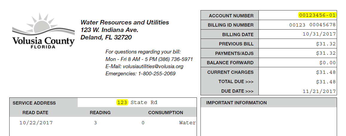 Find Your Bill Volusia Water Resources And Utilities PaymentExpress 